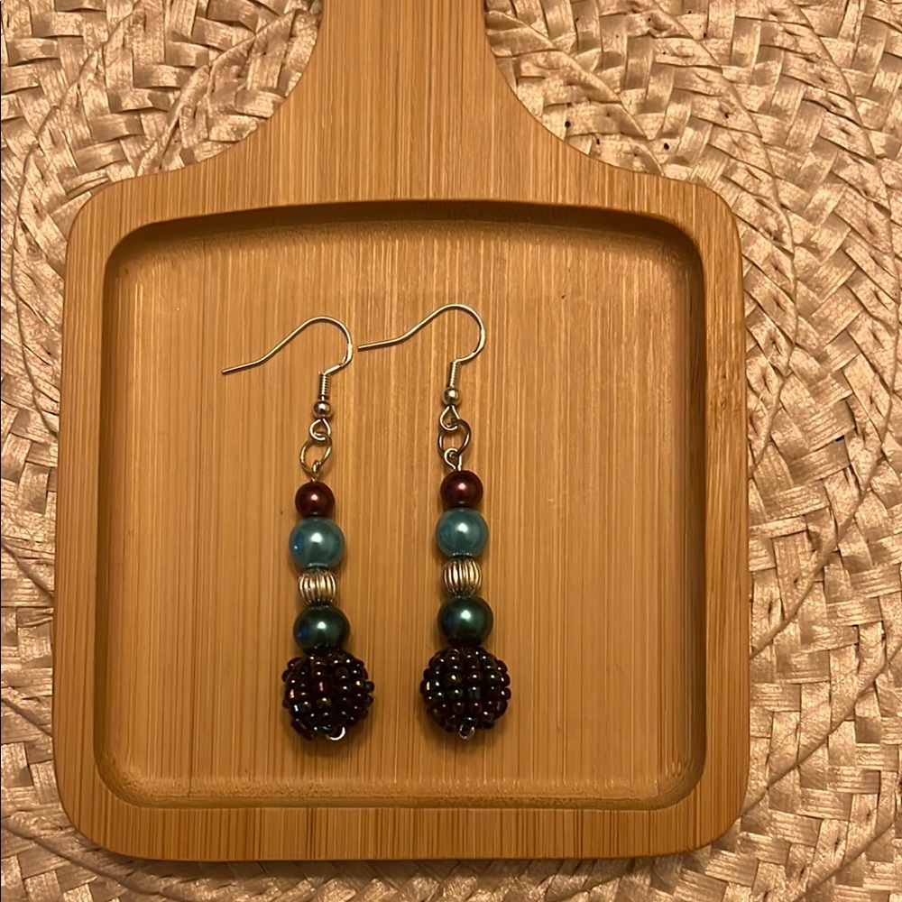 Bohemian Blue and Purple Dangle Earrings